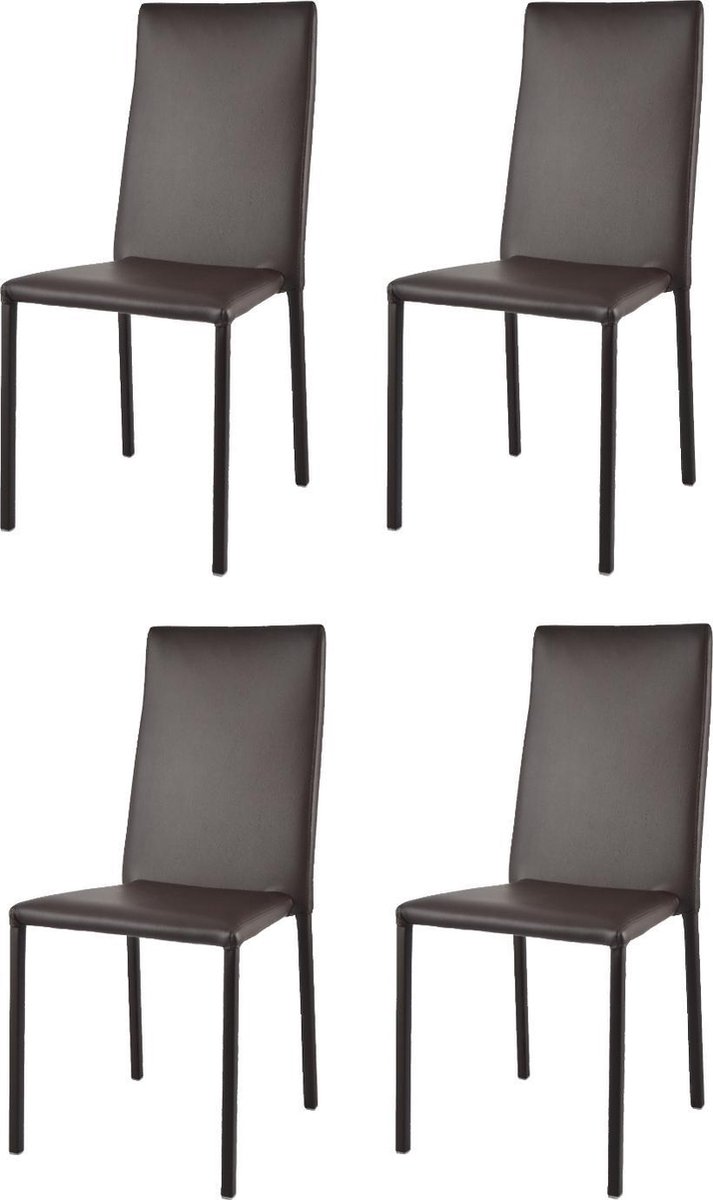 Tommychairs Julia - Eetkamerstoelen - Set van 4 - Mokka - Kunstleer & Metaal