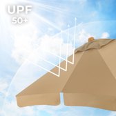 3 x 2 m balkonparasol, rechthoekig zonnescherm UPF50 + bescherming, houten paal en latten, kantelbaar, basis niet inbegrepen, voor tuinterras, taupe GPU300K01 - taupe