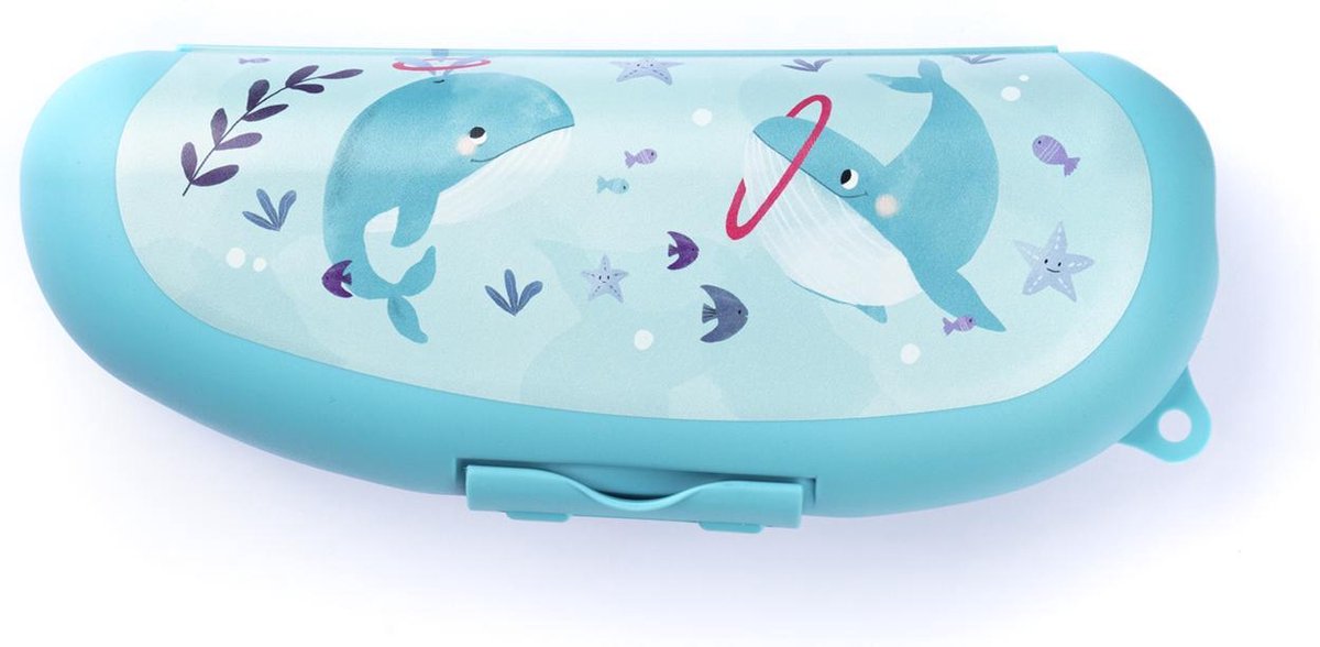 Bananendoos Sea Life Walvis - Bananenbox voor kinderen - Fruitdoos met clipsluiting - BPA-vrije Fruitbox - Blauw - 223x50x90mm