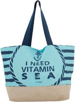 Sac de plage I Need Vitamin Sea blue 37 x 53 cm - Polyester Beach Shoppers
