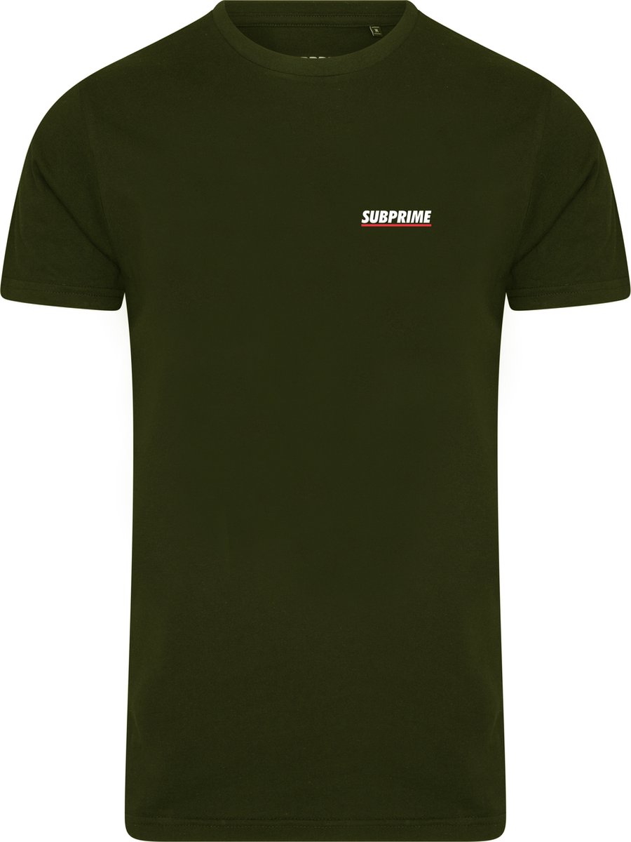 Subprime - Heren Tee SS Shirt Chest Logo Army - Groen - Maat XL