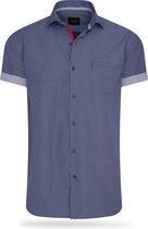 Cappuccino Italia - Heren Overhemden Short Sleeve Blouse Navy Dotted - Blauw - Maat 3XL