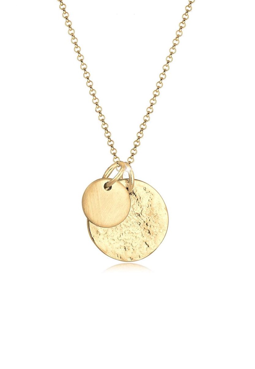 Elli - Halsketting - Dames Plaatje Munten Geo Organische Look in 925 Sterling Zilver - Dames