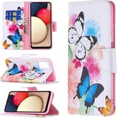 Voor Samsung Galaxy A03s Gekleurd Tekenpatroon Horizontale Flip Lederen Case met Houder & Kaartsleuven & Portemonnee (Vlinders)