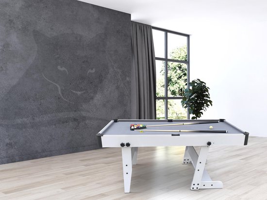 Cougar Hustle L opklapbare Pooltafel in Wit / Grijs - 5ft. Poolbiljart tafel inclusief één set poolballen, triangel, 2 keuen, biljartkrijt en borstel - 153x76x79cm van Cougar — afbeelding 5