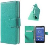 Sony Xperia E4 Hoesje Wallet Case Turquoise