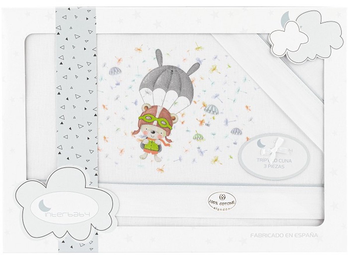 Interbaby Bedtextiel Parachute 120 Cm Katoen Grijs 3-delig