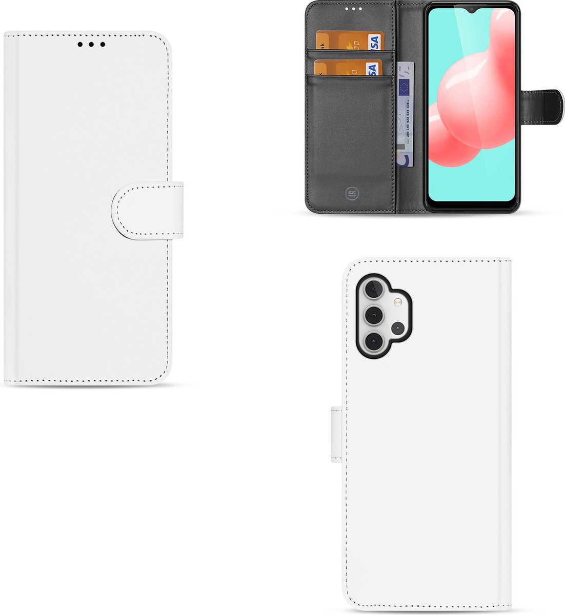 Book Case voor Samsung Galaxy A32 5G Hoesje Wit met Pasjeshouder