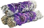 Luxeli - Purple Daze Witte Salie Smudge Stick 10cm - 1 Stuk - 10 cm - White Sage - Huisreiniging - Yoga - Meditatie