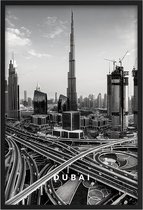 Poster Dubai - A3 - 30 x 40 cm - Inclusief lijst (Zwart MDF)