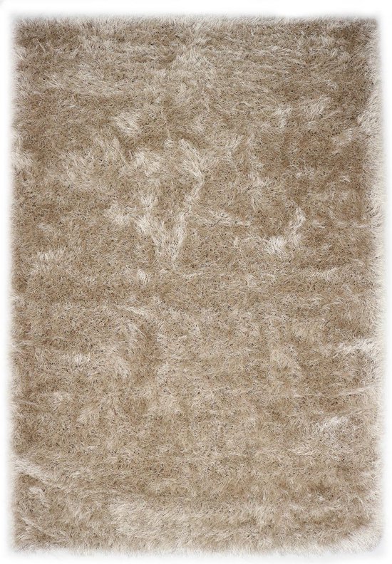 Hoogpolig Vloerkleed Zandkleur Met Glittergaren-80 x 150 cm | bol