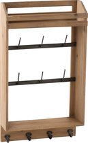 J-Line Sleutelrekje+Kapstok Hout Naturel
