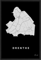 Poster Provincie Drenthe - A2 - 42 x 59,4 cm - Inclusief lijst (Zwart Aluminium)