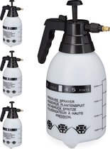 Relaxdays 4x drukspruit 2 l - pomp - hogedruk plantenspuit - druksproeier - onkruidspuit