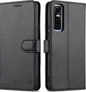 Voor vivo Y73s/S7e AZNS Skin Feel Kalf Textuur Horizontale Flip Lederen Case met Kaartsleuven & Houder & Portemonnee (Zwart)