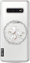 Casetastic Samsung Galaxy S10 Plus Hoesje - Softcover Hoesje met Design - Line Art Flower Print