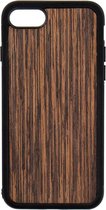 Apple Iphone 7 Plus / 8 Plus + Houten GSM Hoesje Wenge Hout Shockproof TPU Case Hoes Uniek Design Telefoon Zwart Protection Geschenk Kerstmis Vaderdag Moederdag Verjaardag