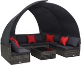 Medina 9-delige Loungeset met luifel poly rattan antraciet