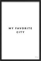 Poster My favorite city - A4 - 21 x 30 cm - Inclusief lijst (Zwart Aluminium)