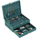 Luxe sieradendoos van ATV PERFECTUM - Juwelen doos voor sieraden (ring, ketting, oorbellen, horloge) - Dames bijouterie doos - Groen