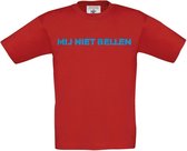 T-shirt voor kinderen met opdruk “Mij niet bellen” | Chateau Meiland | Martien Meiland | Rood T-shirt met lichtblauwe opdruk. | Herojodeals