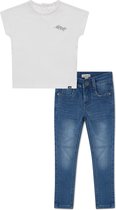 Koko Noko BIO Basics Set(2delig) Jeans NORI blauw en Shirt Noemi wit - Maat 98/104