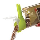 Habita.by® - 4 x Vershoudclips met schenkopening - Zaksluiter voor koffiebonen - Vershoudknijpers - Afsluitclips - Met doseertuit - Set van 4 stuks