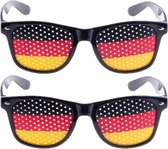 2x stuks zwarte Duitsland vlag bril voor volwassenen - Supporters verkleed accessoires