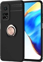 Voor Geschikt voor Xiaomi Mi 10T Pro metalen ringhouder 360 graden roterende TPU-hoes (zwart + roségoud)