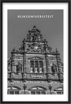 Poster Rijksuniversiteit Groningen - A3 - 30 x 40 cm - Inclusief lijst (Zwart MDF)