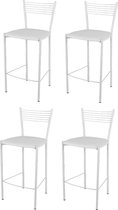 Tommychairs Elegance - Eetkamerstoelen - Set van 4 - Aluminium & Licht Grijs - Kunstleer