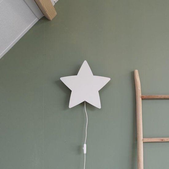 Wandlamp kinderkamer, babykamer Ster - Wit houten lampje voor aan de muur |  bol.com