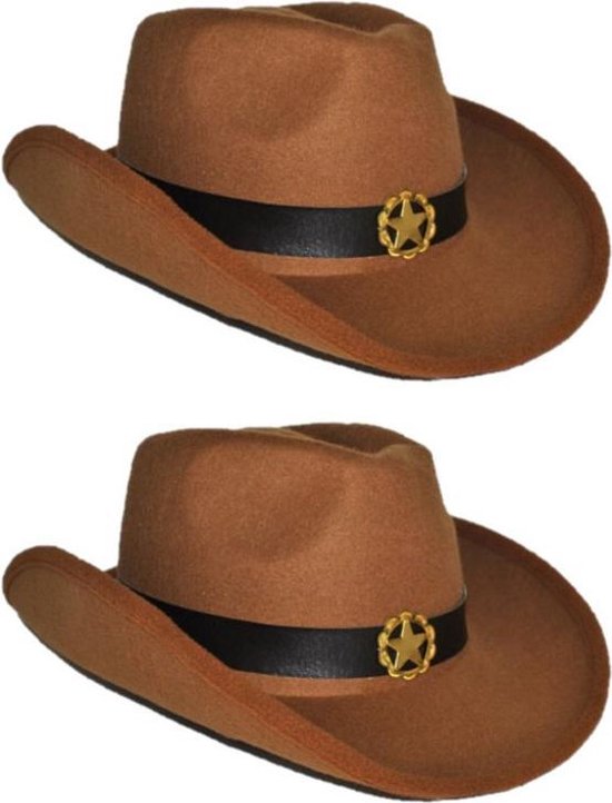 4x stuks bruine cowboyhoed vilt - Carnaval verkleed hoeden voor volwassenen  | bol.com