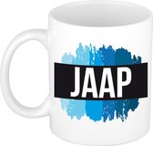 Jaap naam cadeau mok / beker met  verfstrepen - Cadeau collega/ vaderdag/ verjaardag of als persoonlijke mok werknemers