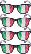 4x stuks zwarte Italie vlag bril voor volwassenen - Supporters verkleed accessoires