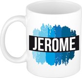 Jerome naam cadeau mok / beker met  verfstrepen - Cadeau collega/ vaderdag/ verjaardag of als persoonlijke mok werknemers