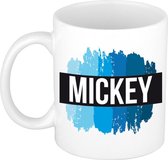 Mickey naam cadeau mok / beker met verfstrepen - Cadeau collega/ vaderdag/ verjaardag of als persoonlijke mok werknemers
