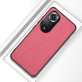 Voor Honor 50 Schokbestendige Doek Textuur PC + TPU Beschermhoes (Modern Roze)