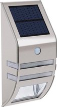 Solar wandlamp RVS Zilver - 2023 model - roestvrijstalen buitenverlichting - Tuinverlichting op zonne-energie