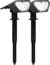 2-in-1 Solar Tuinverlichting Grondspot en Wandlamp met Sensor - Koud Wit | 2 Stuks