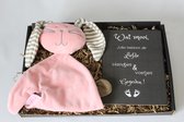Brievenbus cadeau tutkonijn roze - cadeau baby meisje - kraam cadeau -  baby geschenkset