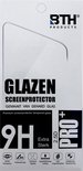Verpakking BTH Products schermprotector van gehard glas. '9H Extra Sterk' en '2.5D PRO+', met icoontjes voor transparant, krasbestendig.