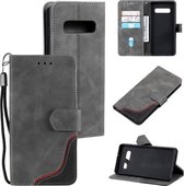 Voor Samsung Galaxy S10e Driekleurige Stiksels Kalf Textuur Horizontale Flip Lederen Case met Houder & Kaartsleuven & Portemonnee (Grijs)