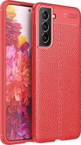 Samsung Galaxy S21FE Hoesje - Mobigear - Luxury Serie - TPU Backcover - Rood - Hoesje Geschikt Voor Samsung Galaxy S21FE