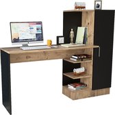 Rich Interiors® - Computertafel Avignon - Werktafel - Laptoptafel - Sta Bureau- Industrieel - Bruin/Zwart