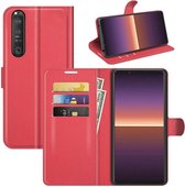 Sony Xperia 1 III hoesje - MobyDefend Kunstleren Wallet Book Case - Rood - GSM Hoesje - Telefoonhoesje Geschikt Voor: Sony Xperia 1 III