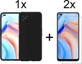 Oppo Reno 4Z 5G hoesje zwart siliconen case hoes cover hoesjes - 2x Oppo Reno 4Z screenprotector