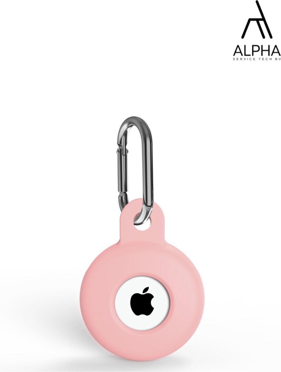AlphaServiceTech® - Airtag-sleutelhanger - Apple AirTag Hoesje Siliconen - Airtag Case Hoesjes- Airtag hoesje Roze