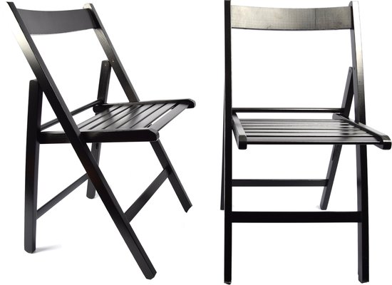 Set van 2x stuks Zwart houten klapstoelen voor binnen en buiten -  Klapstoelen | bol.com