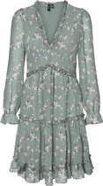 Vero Moda Dames WONDA 7/8 FRILL SHORT DRESS Jadeite Jurk - Maat L